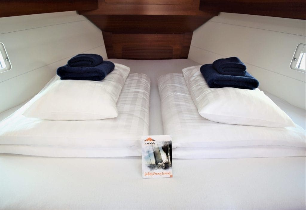 Made bed for our sailing and charter guests on the Canary Islands (All-In-Comfort-Paket)